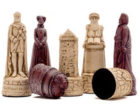 Berkeley Chess Scottish Russet Chess Men, UK-made, intricately sculpted, historical designs, 4.25 inch King, deep russet and cream finish