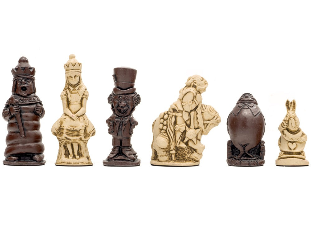 Bierki szachowe Berkeley Chess Alicja w Krainie Czarów Russet