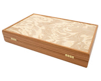 Luksusowy zestaw Backgammon z drewna oliwnego (burl) od Manopoulos z drewnianymi kubkami do backgammona
