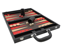 Italfama składany skórzany zestaw backgammon w kolorze czarnym i czerwonym