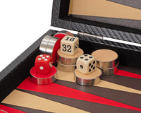 Italfama składany skórzany zestaw backgammon w kolorze czarnym i czerwonym