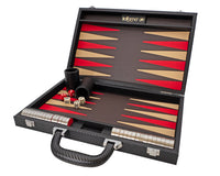 Italfama składany skórzany zestaw backgammon w kolorze czarnym i czerwonym
