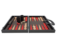 Italfama składany skórzany zestaw backgammon w kolorze czarnym i czerwonym