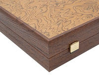 Zestaw do gry w backgammon Manopoulos Luxury Walnut Burl i Wenge z luksusowymi kubkami