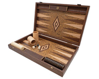 Zestaw do gry w backgammon Manopoulos Luxury Walnut Burl i Wenge z luksusowymi kubkami