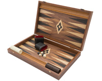 The Manopoulos Walnut Black and Oak Club Large Backgammon Set with Vinyl Deluxe Cups