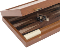 Zestaw Manopoulos Walnut Black and Oak Club Compact Backgammon z kubkami winylowymi Deluxe