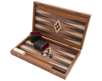 Zestaw Manopoulos Walnut Black and Oak Club Compact Backgammon z kubkami winylowymi Deluxe