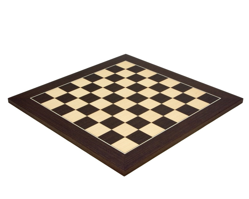 17.75 inch Wenge and Maple Deluxe Chess Board with 1.75 inch squares by Rechapados Ferrer S.A., beautifully crafted in Spain