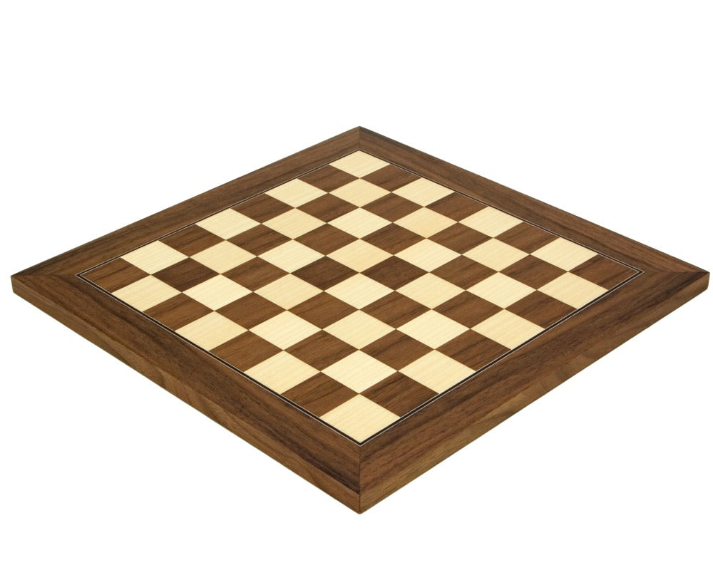 Deluxe 13.75 Inch Walnut and Maple Chess Board with 1.38 Inch Squares, Crafted in Spain by Rechapados Ferrer