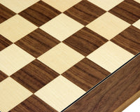 19.7 inch deluxe walnut and maple chess board with 1.9 inch playing squares crafted by Rechapados Ferrer in Spain