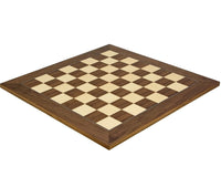 19.7 inch walnut and maple deluxe chess board with 1.9 inch playing squares, crafted in Spain by Rechapados Ferrer.
