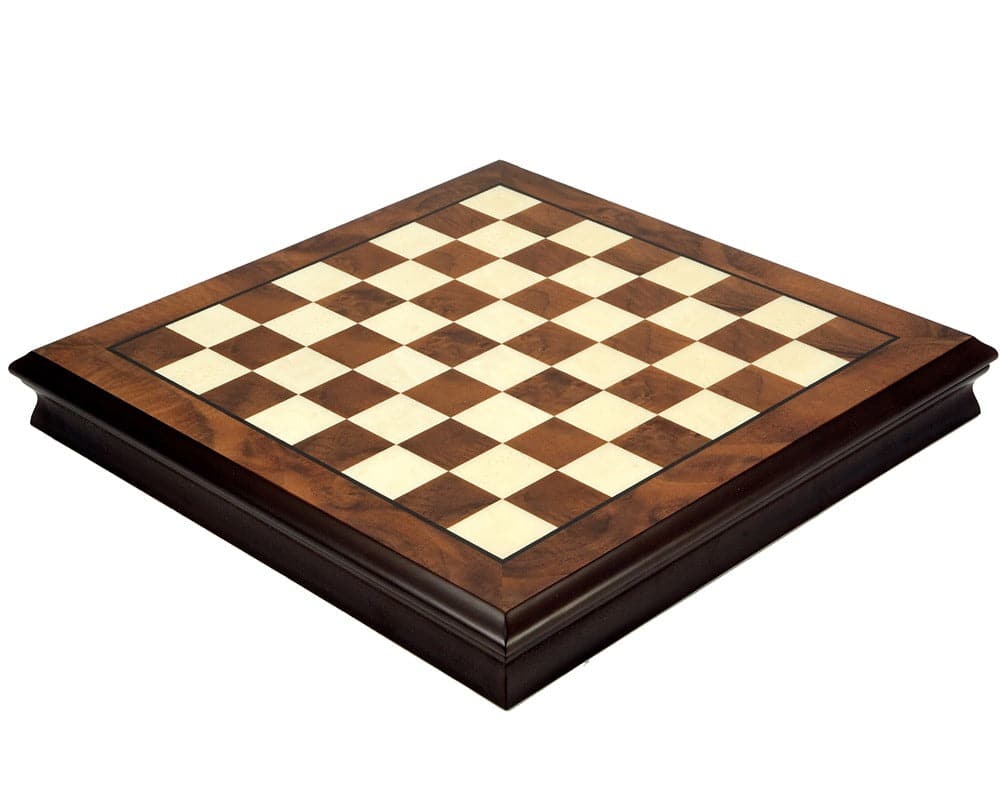 20 Inch Briarwood and Maple Chess Cabinet with Removable Lid and Storage, Crafted in Italy, Finished in Rich Satin Lacquer