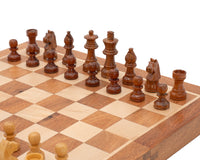 Luksusowy składany zestaw szachowy z twardego drewna 30 cm - magnetyczny