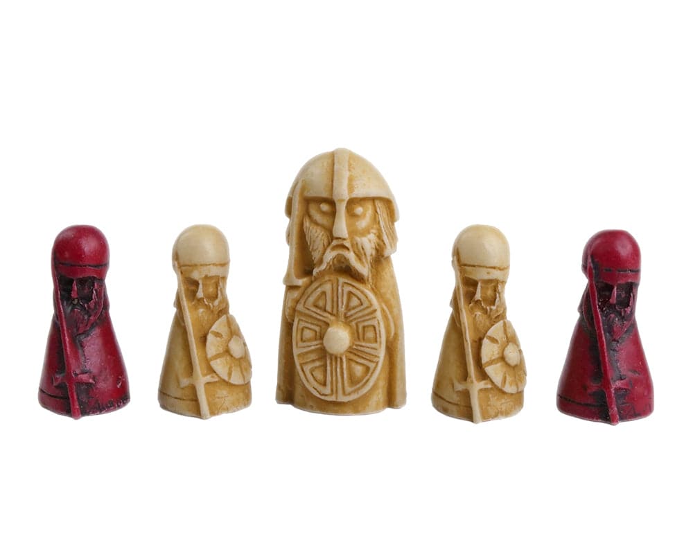 Hnefatafl Viking Game pieces including white King, white defenders, and red attackers