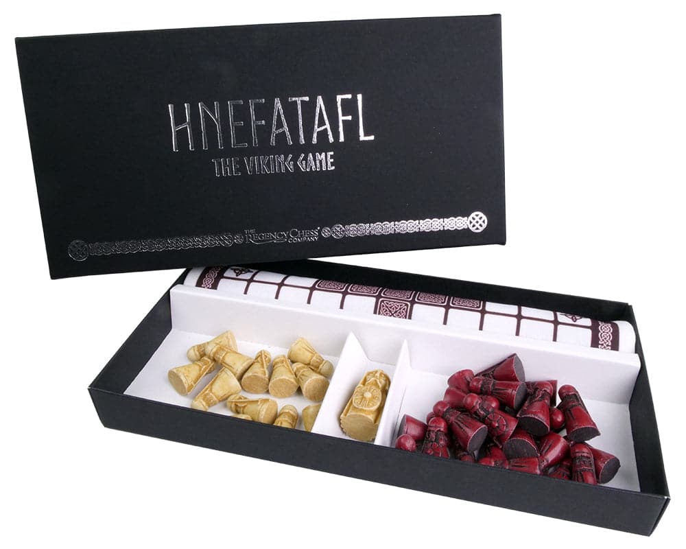 Hnefatafl - The Viking Game - Cardinal Edition boxed set with game pieces and linen playing surface