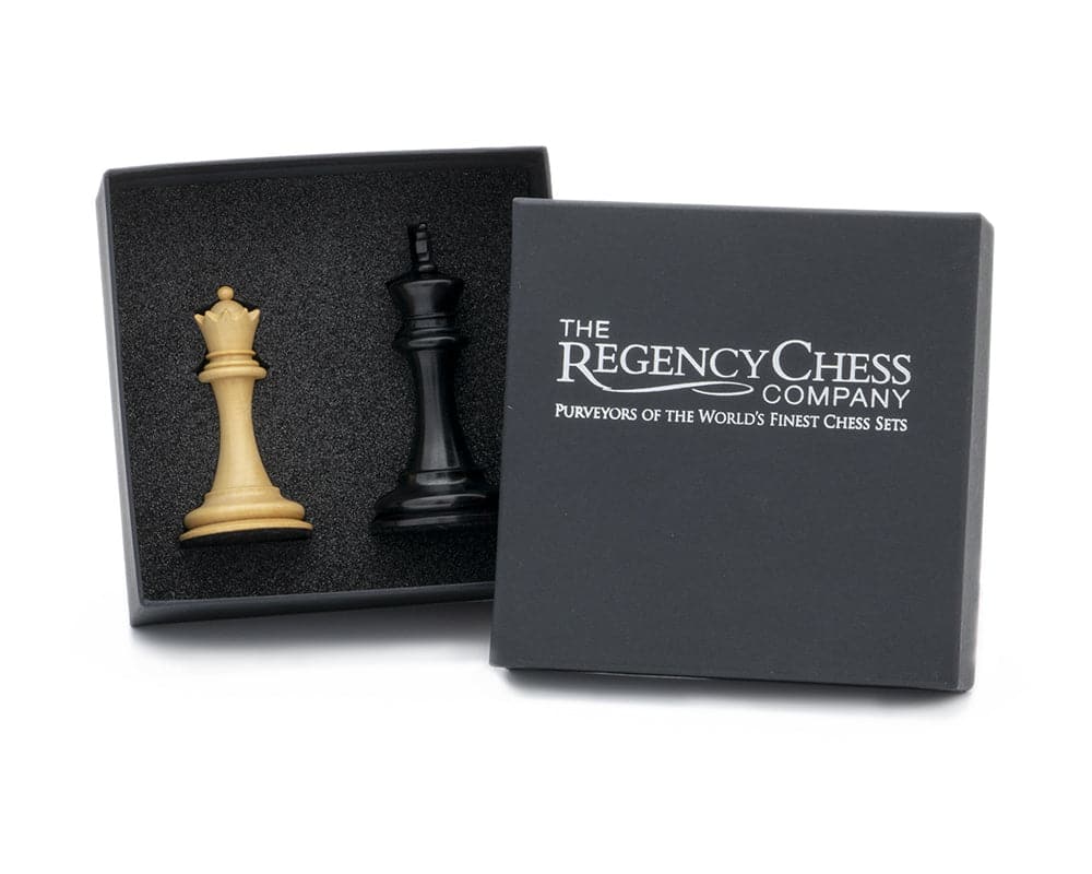 "King and Queen Gift Set 3.5 inch Ebonised by The Regency Chess Company in a presentation box"