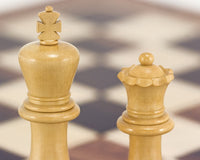 Atlantic Series Rosewood Staunton Chess Pieces, King and Queen on chessboard, 3.75 inches, hand polished and felted