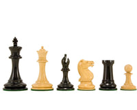 Old English Elite Series Ebony Staunton chess pieces 3.5 inches â€“ classic design, weighted, with billiard cloth bases perfect for 20 inch board.
