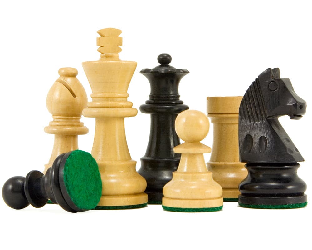 Down Head Knight Ebonised Staunton weighted felted chess pieces 2.5 inches boxwood king set classic design isset.