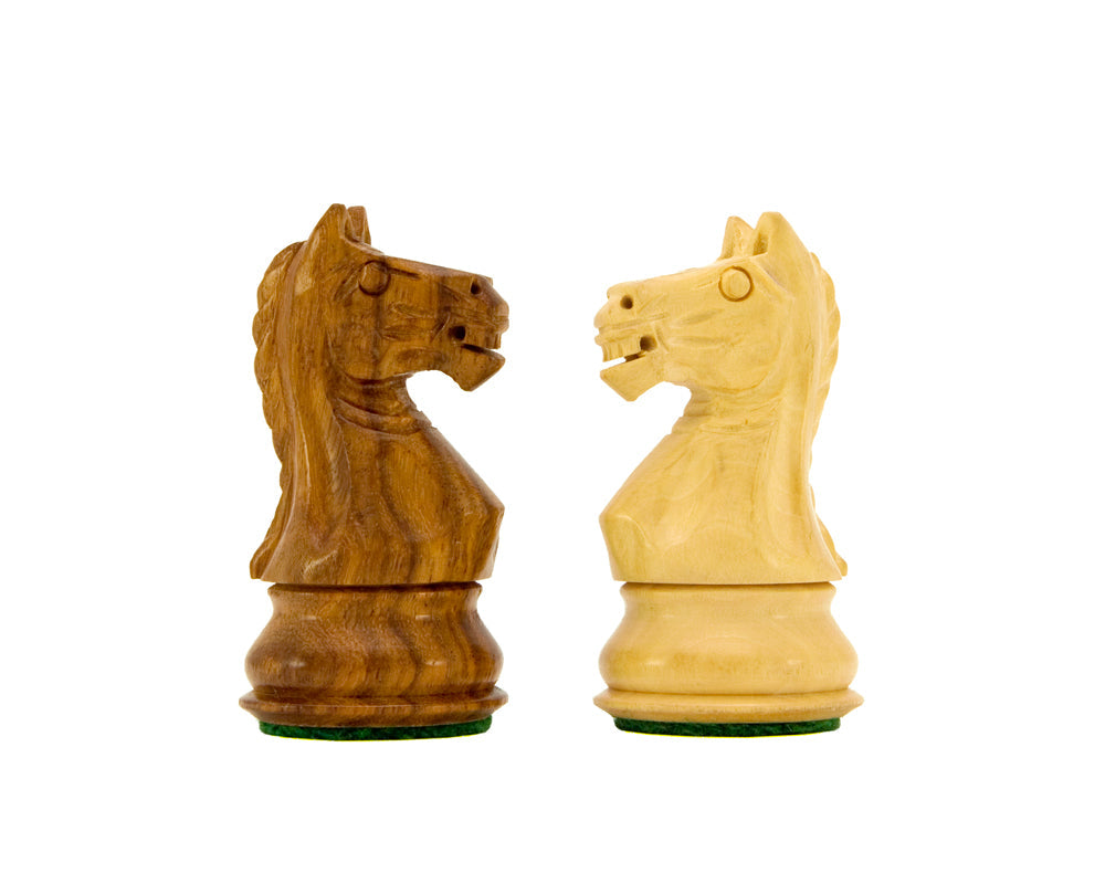 Fierce Knight SO Staunton Chessmen 7,6 cm w zestawie z ciemnym drewnianym pudełkiem