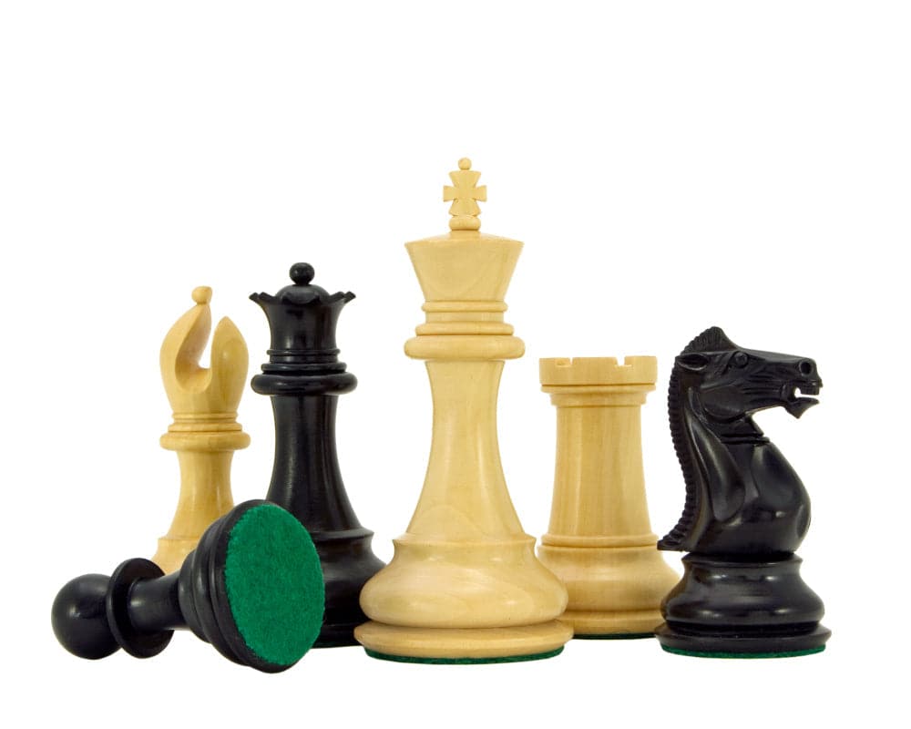 Sandringham Series Ebony Staunton Chess Pieces 4 Inches Made from Anjan Wood