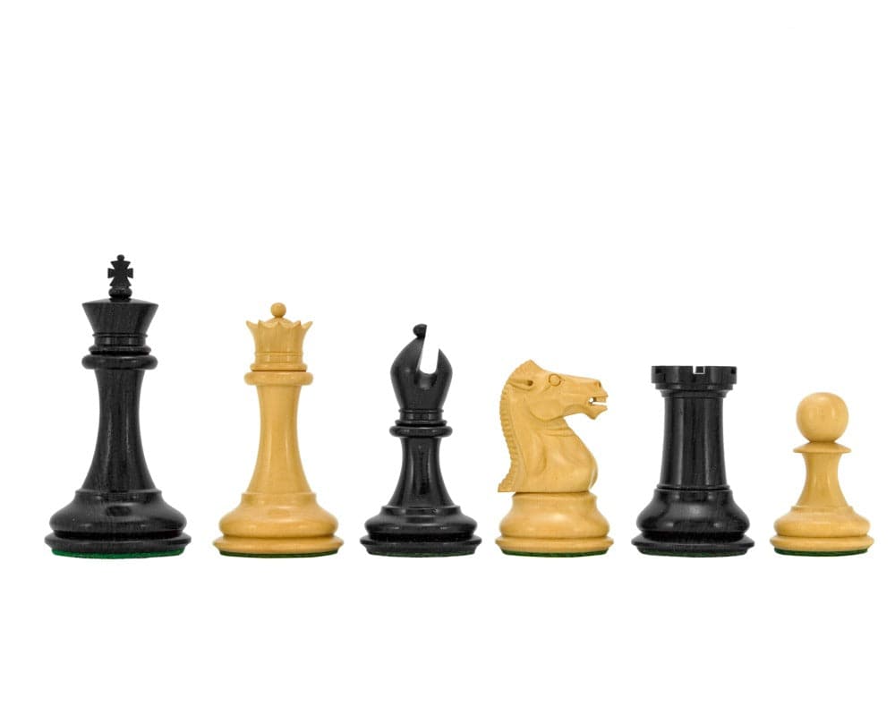 Sovereign Series Ebonised Boxwood Chessmen with Classic Staunton Design and 3-inch King Ideal for 20-inch Board