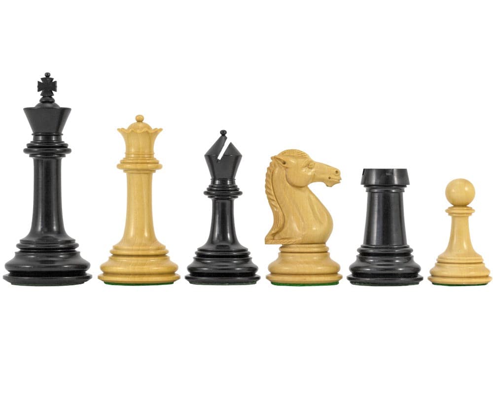 Parthenon Series Ebony and Boxwood Chess Pieces with 4.5-inch King, Extra Queens, Weighted and Balanced, Ideal for 23-inch Board