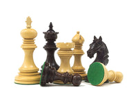 The Garvi 4 inch Rosewood Chessmen with green billiard cloth bases, inspired by 16th century Indian history, perfect for 21 inch board.