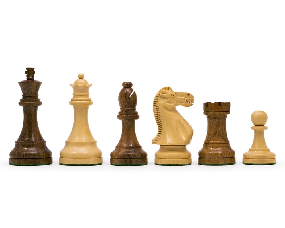 Broadbase Club Staunton 3.75 inch Teak Chess Men - Classic Staunton style, wide and felted bases, beautifully crafted from teak wood.