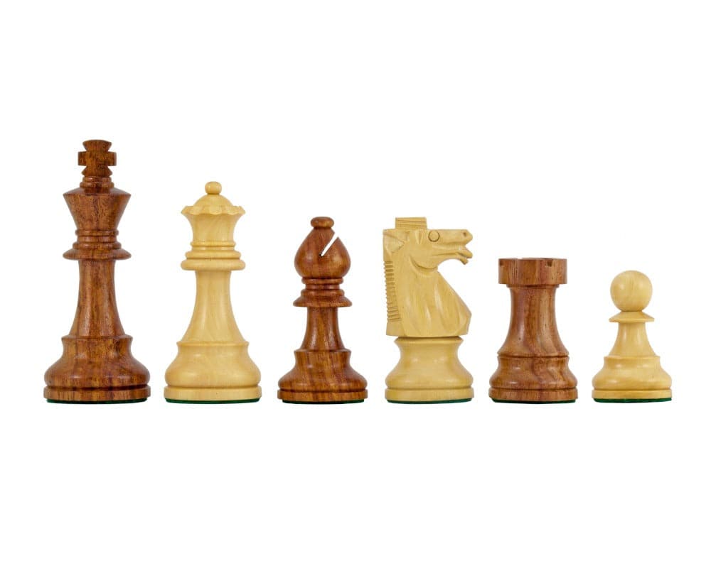 Leningrad Anjan Chess Men, 4 inch handcrafted walnut and maple pieces for luxury chess set.