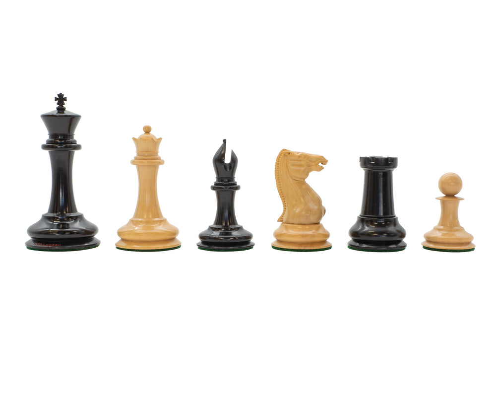 Dokładna replika London z 1850 r. Edycja limitowana 9 cm Ebony Chess Men z etui