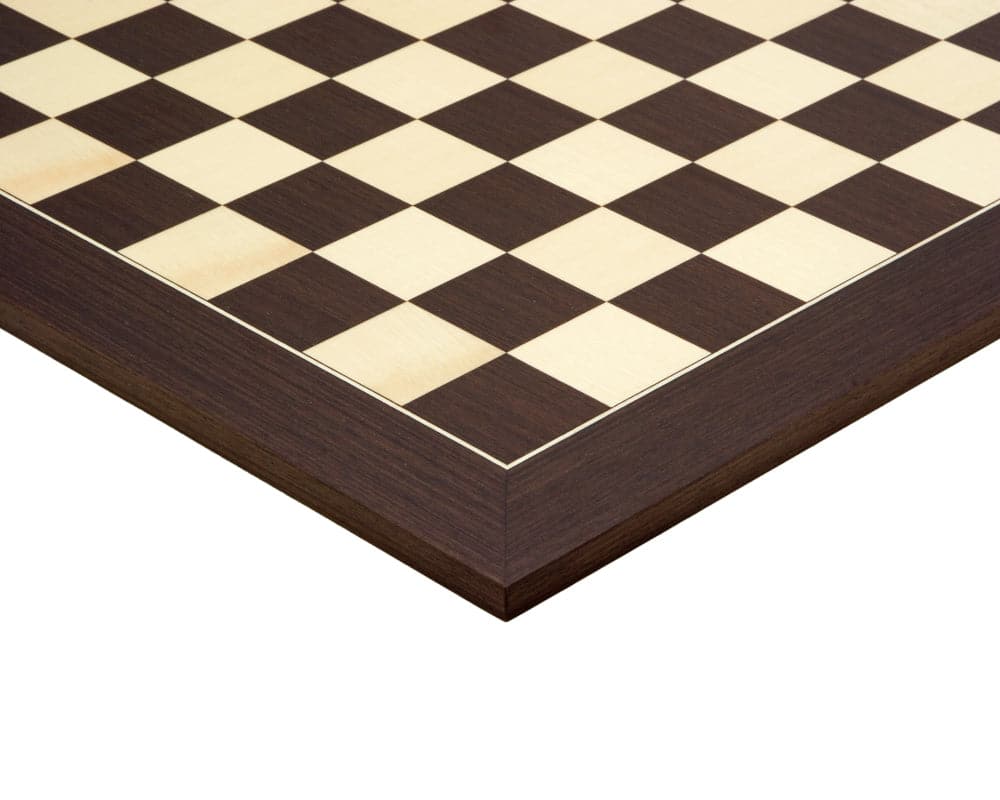 Deluxe Wenge veneer chess board featuring elegant alternating dark and light squares from the Windsor Wenge and Rosewood Chess Set.