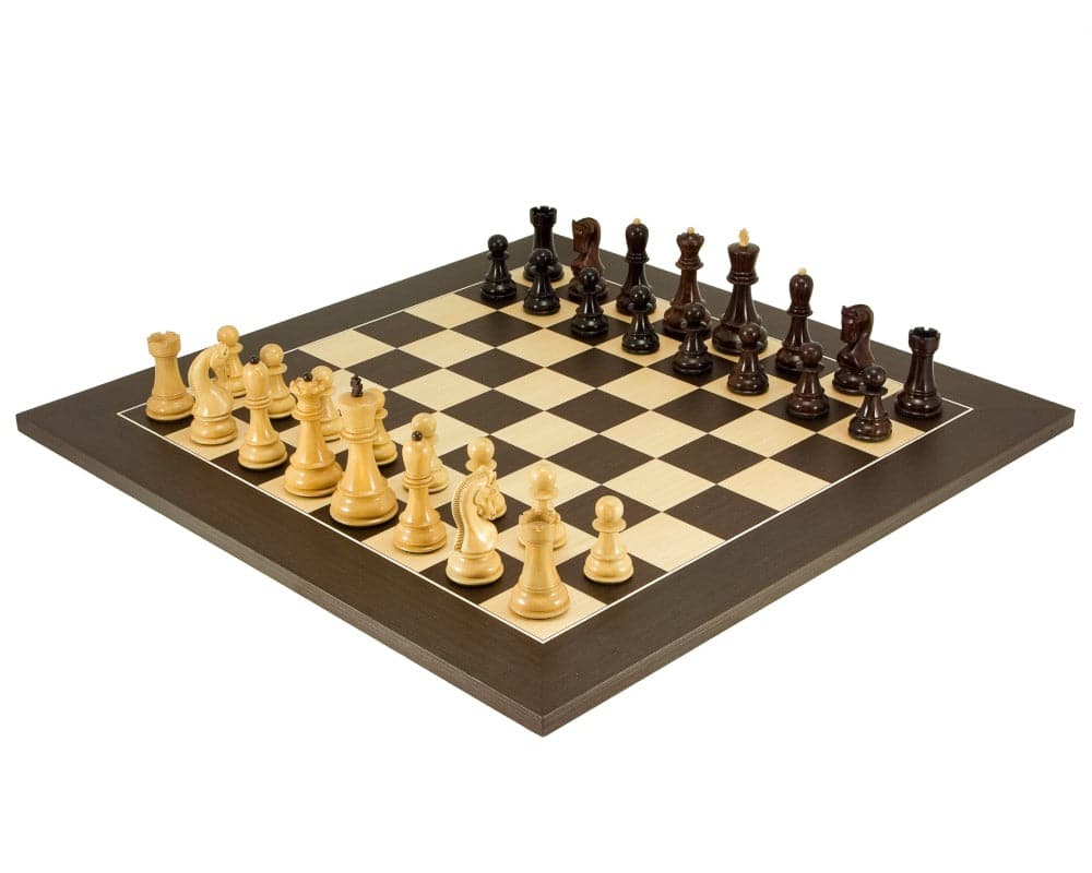 Antipodean Deluxe Tournament Chess Set with Staunton chessmen on wenge and maple board, featuring rosewood and boxwood pieces