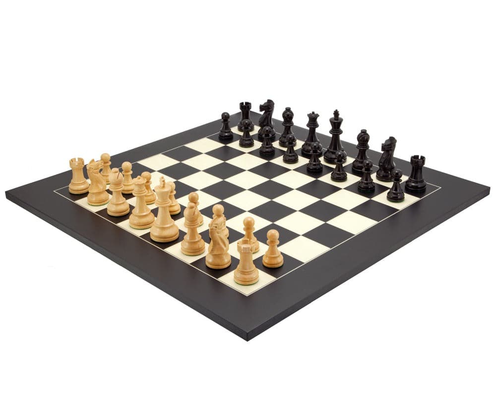 Frankfurt Grand Black Chess Set with Classic Staunton Design on Spanish-Made Board