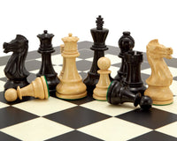 Frankfurt Grand Black Chess Set displaying classic Staunton design with beautifully hand-carved, weighted pieces on a 22 inch Spanish board.