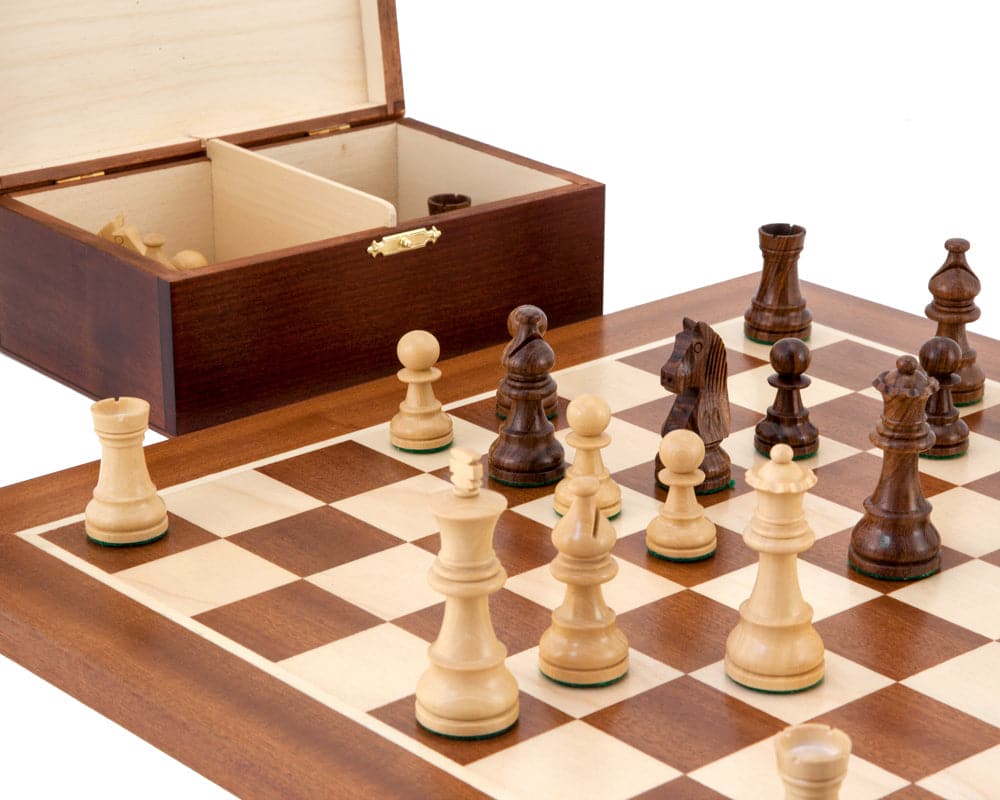 Down Head Sheesham Championship Chess Set with 3 Inch King and Wooden Polished Chess Board