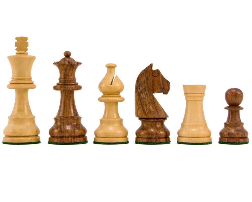 Down Head Sheesham Championship Chess Set with German Knight chess pieces and polished wooden chess board