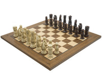 Wiktoriański zestaw szachowy Berkeley Chess — rdzawy i orzechowy