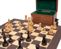 Zestaw szachowy Staunton Competition Black i Wenge z etui na bierki szachowe