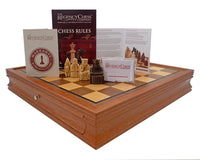 Regency Chess Isle of Lewis — luksusowy zestaw szachowy w szafce z mahoniową ramą