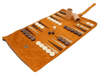 Podróżny Zwijany Zestaw Backgammon z Zamszu Manopoulos - Cynamonowy
