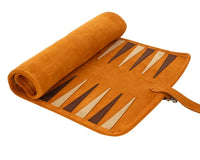 Podróżny Zwijany Zestaw Backgammon z Zamszu Manopoulos - Cynamonowy