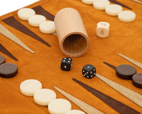 Podróżny Zwijany Zestaw Backgammon z Zamszu Manopoulos - Cynamonowy