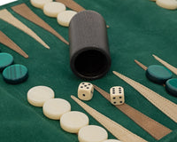 Manopoulos zamszowy, rolowany, podróżny zestaw do backgammona – zielony