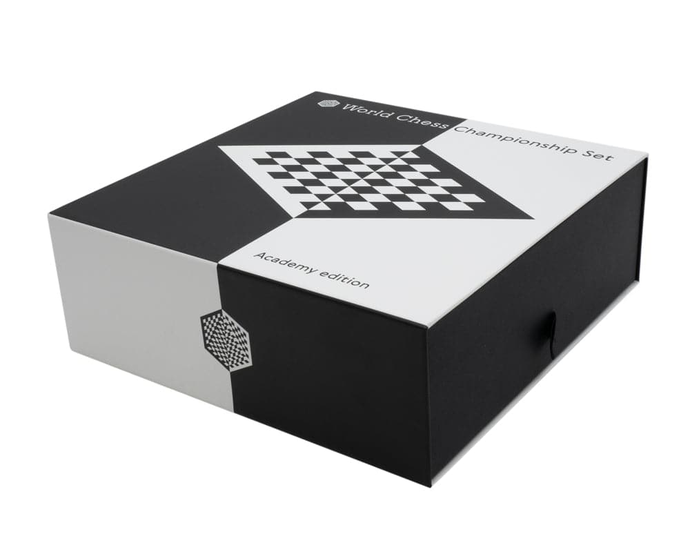 World Chess Championship Set Academy Edition boxed in sturdy compact case with pull out drawer designed by Daniel Weil of Pentagram